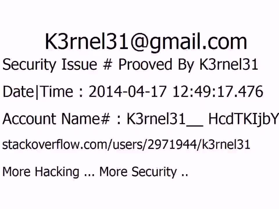 K3rnel31 Security Issue # Prooved HcdTKIjbYDrYRAM