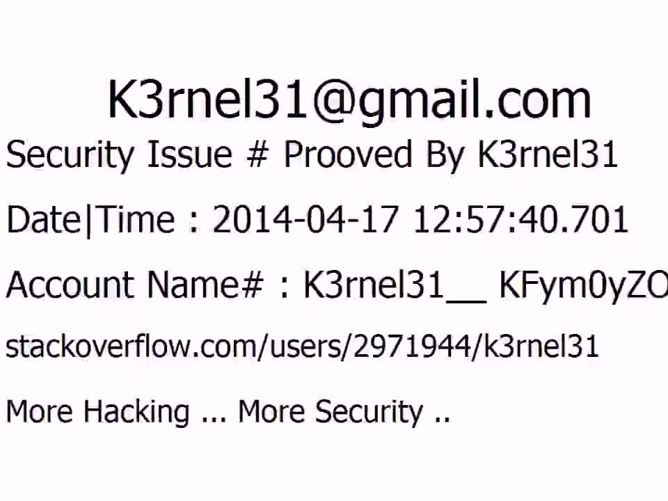 K3rnel31 Security Issue # Prooved KFym0yZOHvRlvBe