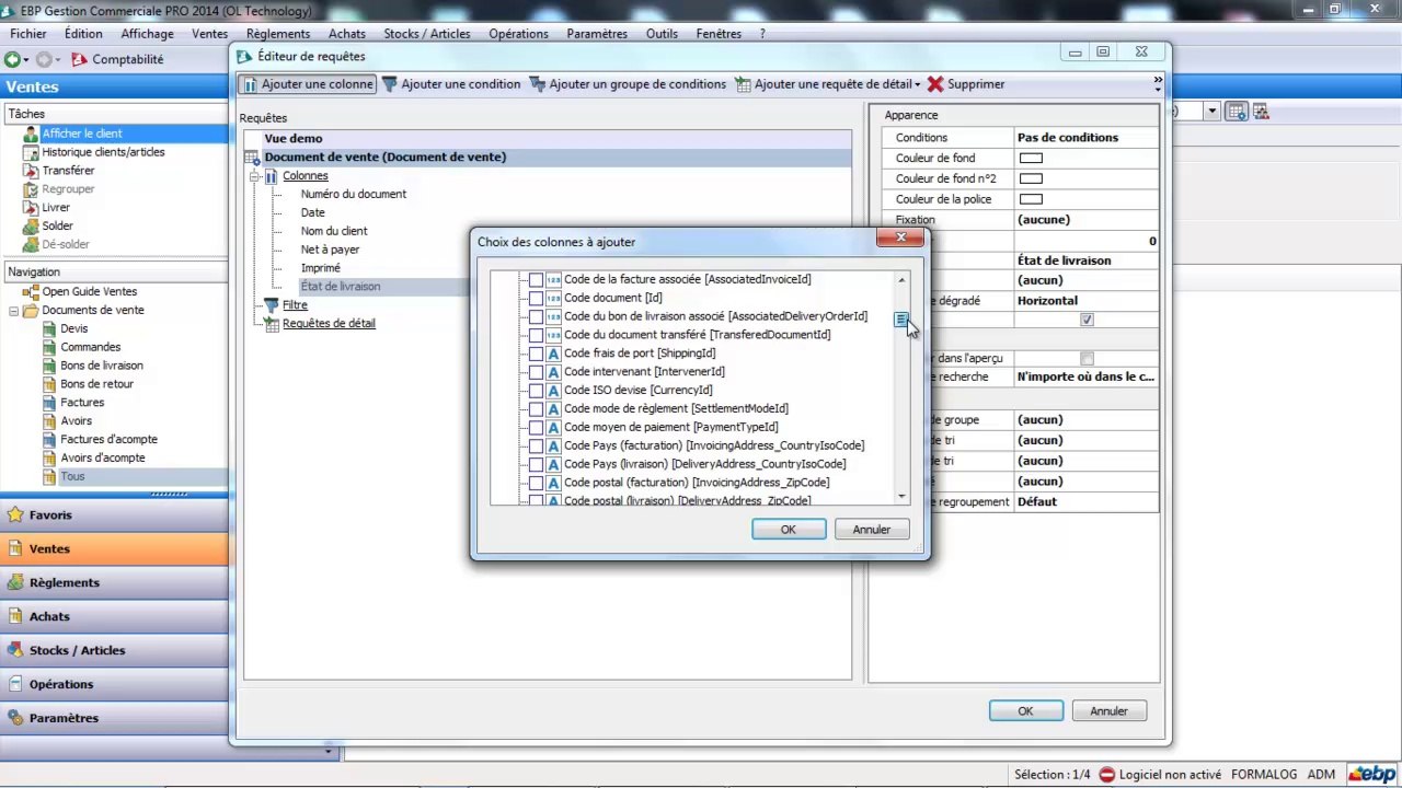 EBP Gestion Commerciale Open Line : Les vues