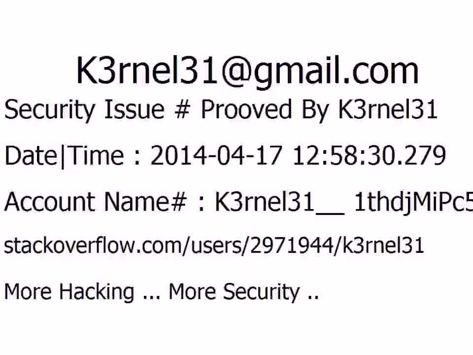 K3rnel31 Security Issue # Prooved 1thdjMiPc5LPgiK