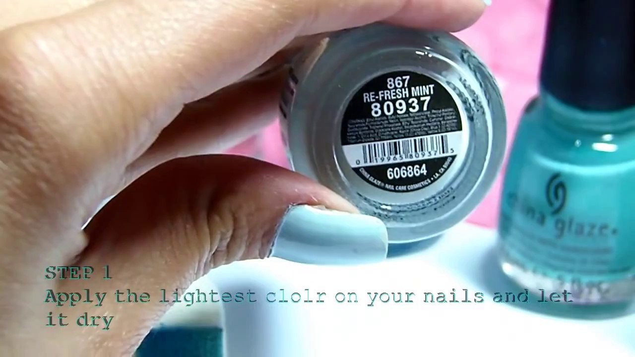mermaid ombre nails_تدريج الألوان على الأظافر