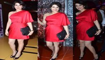 Bollywood Cute Girl Sagarika Ghatge looked stunning beauty in red colour short dress at the premiere of Bollywood movie Miley Naa Miley Hum