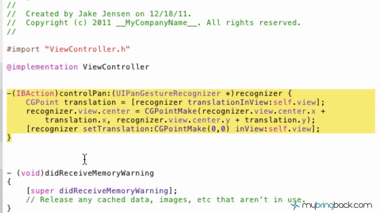 Learn Xcode 4.2 Tutorial iOS iPad iPhone 1.40 Pan Gesture Recognizer