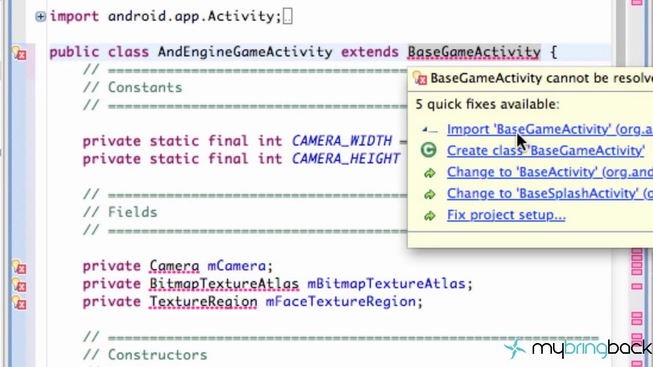 Android AndEngine Tutorial 1.3- Testing an AndEngine Example