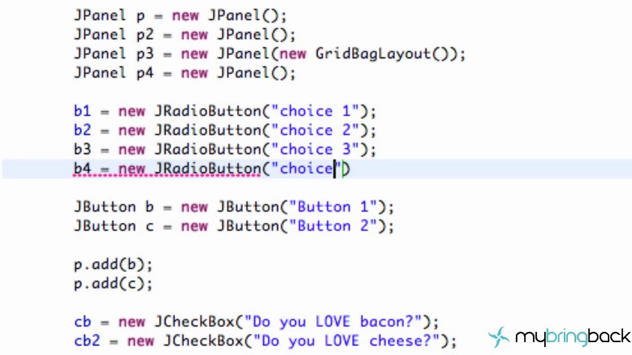Learn Java Tutorial 1.37- Radio Buttons and Button Group