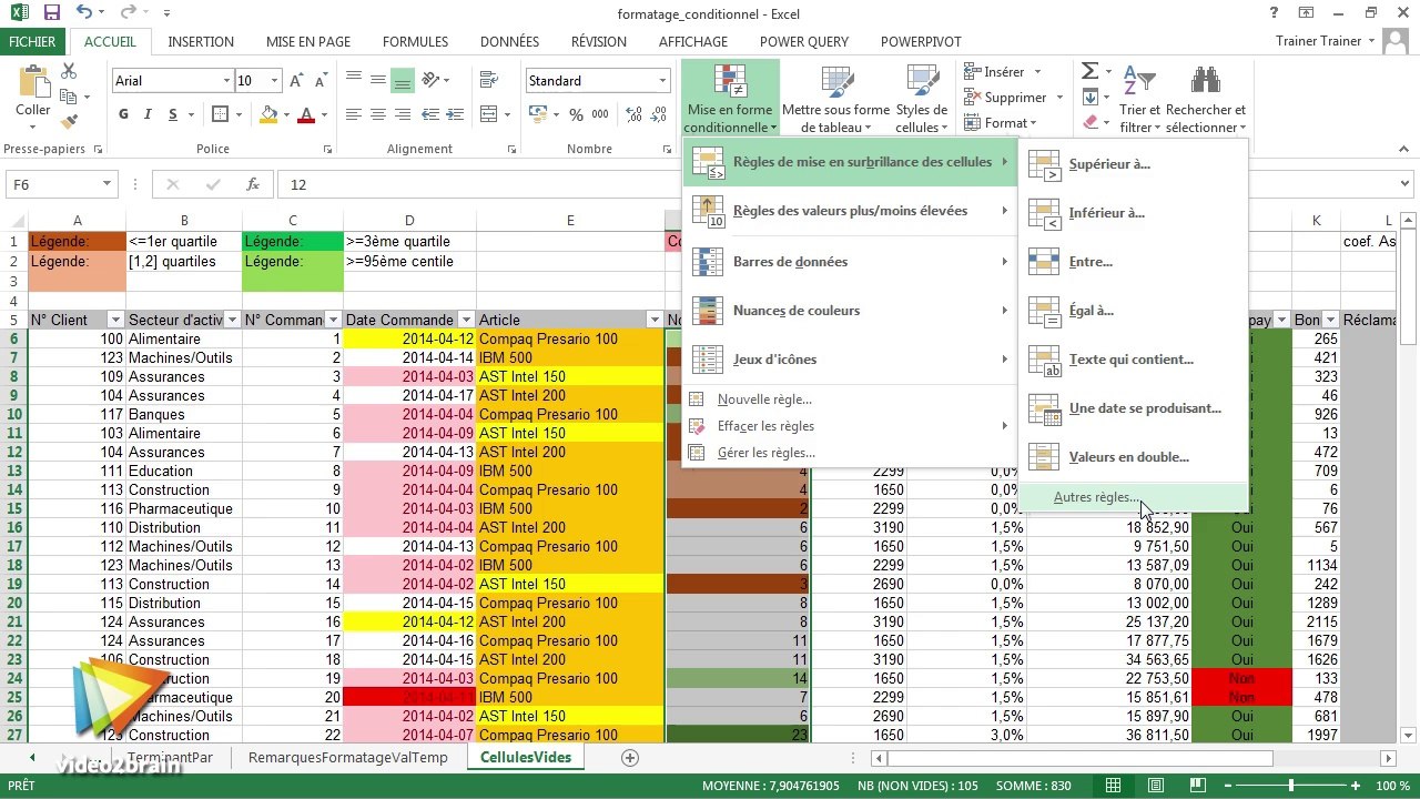 Le formatage conditionnel avec Excel 2013 : trailer | video2brain.com