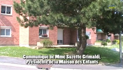 Communiqué de Mme Grimaldi Présidente de la maison des enfants du Cateau