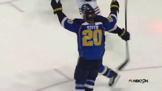 Steen Lifts Blues Past Blackhawks in 3OT