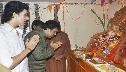 Bollywood Comedy & Action Super Star Govinda celebrates ganesh utsav with family and friends