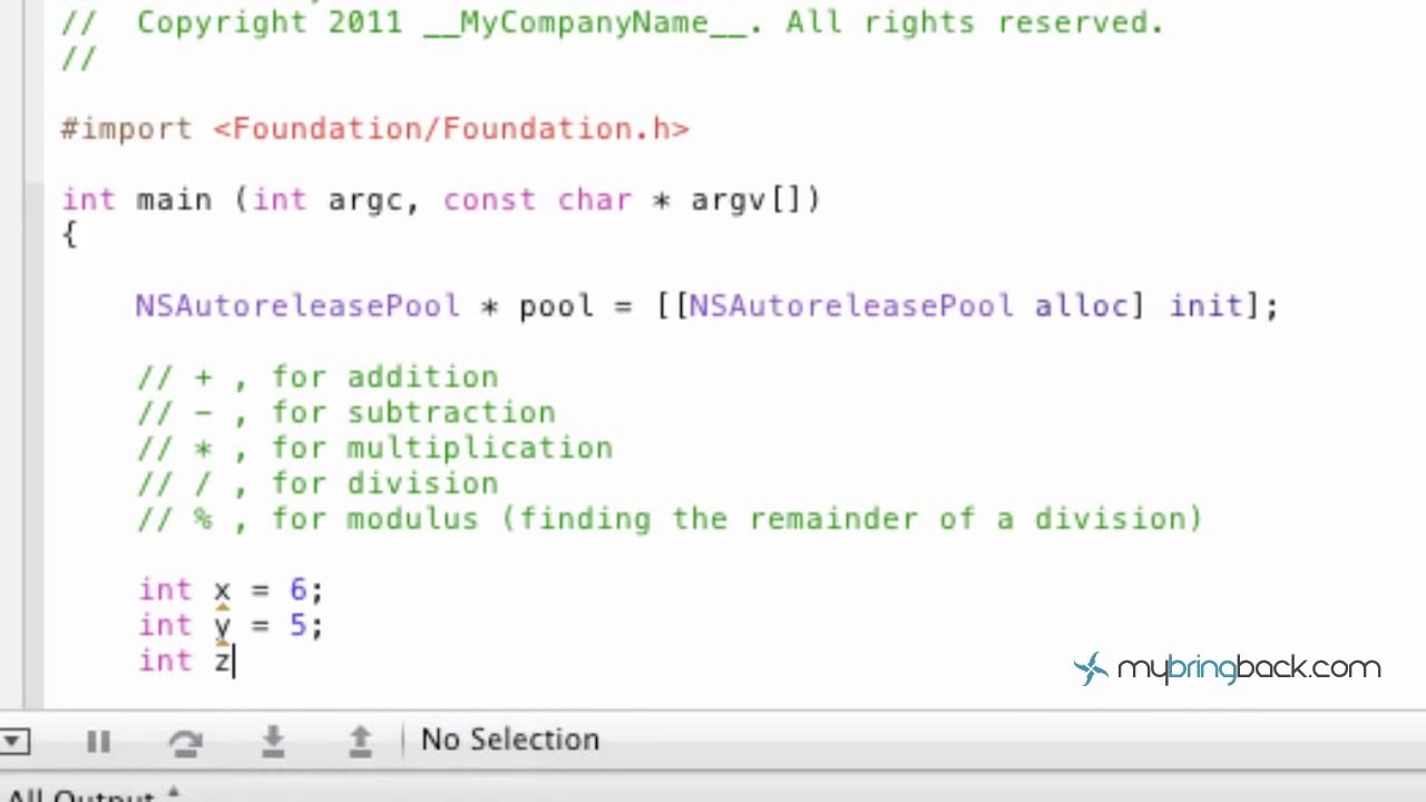 Learn Objective C Tutorial 1.7 Basic Math Operators