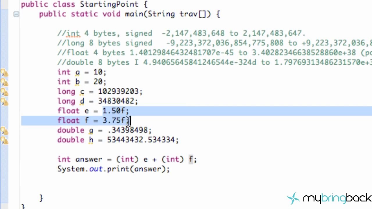 Learn Java Tutorial 1.14- Casting and Creating a Calculator