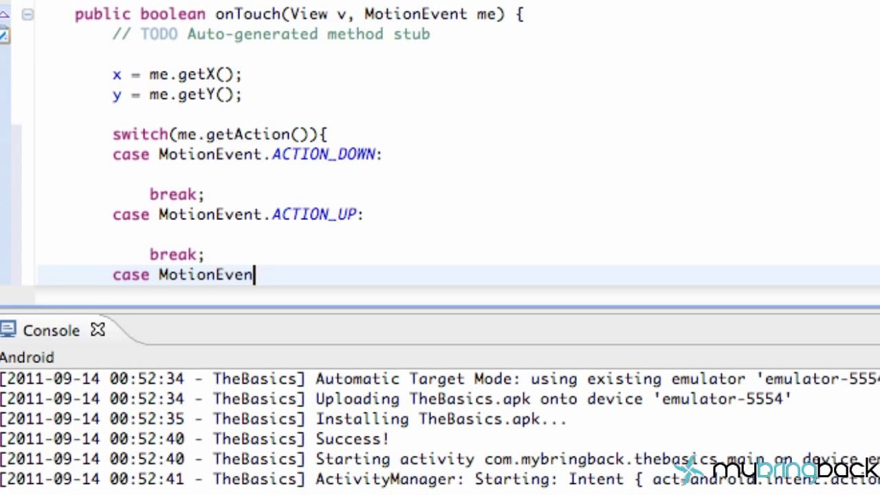 Learn Android Tutorial 1.32-  Android's OnTouchListener and MotionEvent