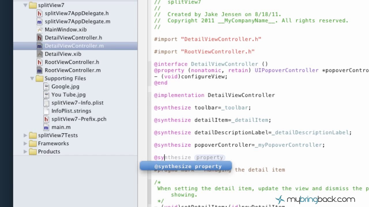 Learn Xcode 4 Tutorial iOS iPad iPhone 1.14 RootView - DetailView SplitView