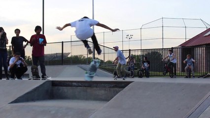 david duvall tre flip up the euro gap at lively skatepark