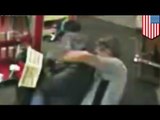 CCTV footage: Customer tackles old man in drug store robbery caught on camera