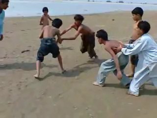 Competition between the students at river indus by Nisar sindhi