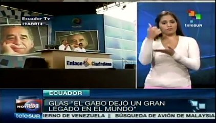 Expresa Ecuador su pesar por la muerte del narrador García Márquez