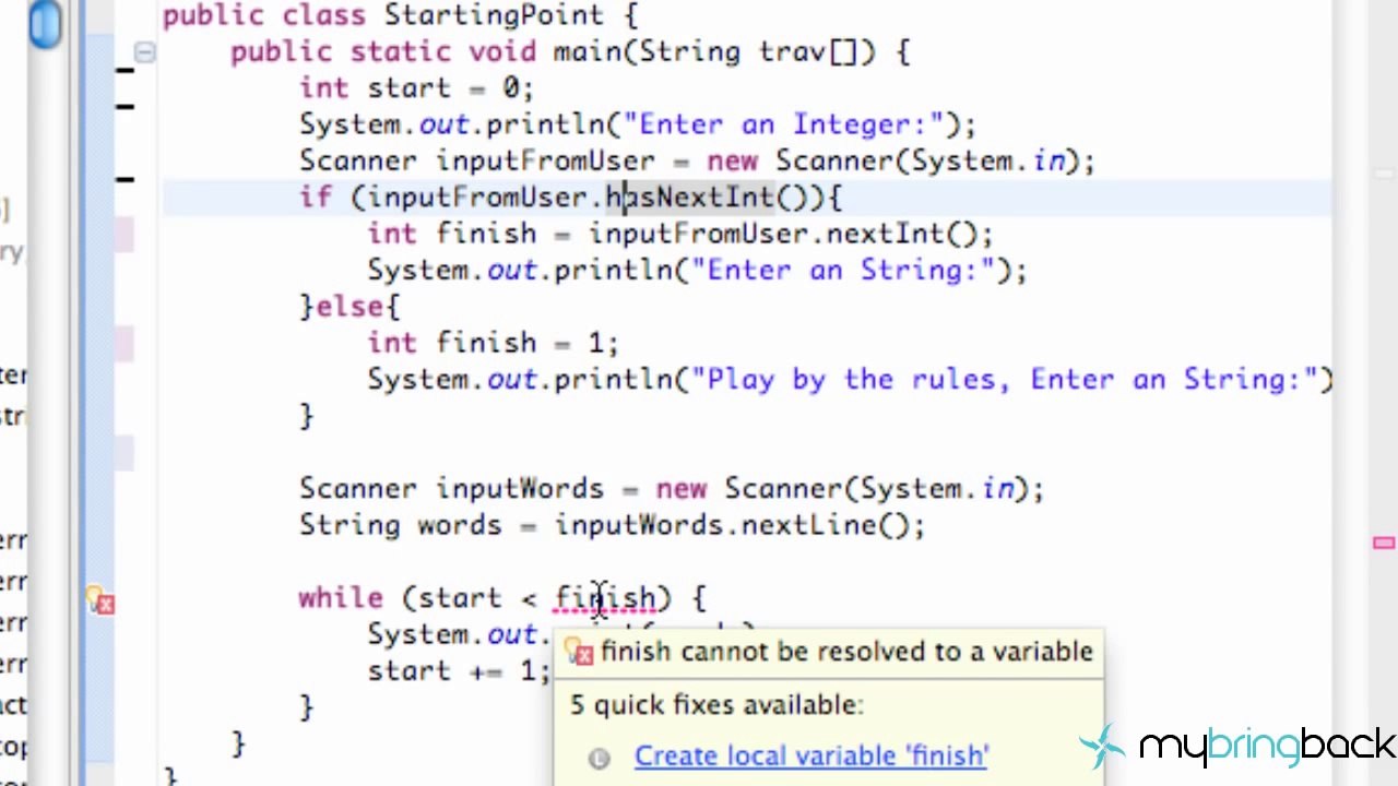 Learn Java Tutorial 1.6- Error Checking with If and Else
