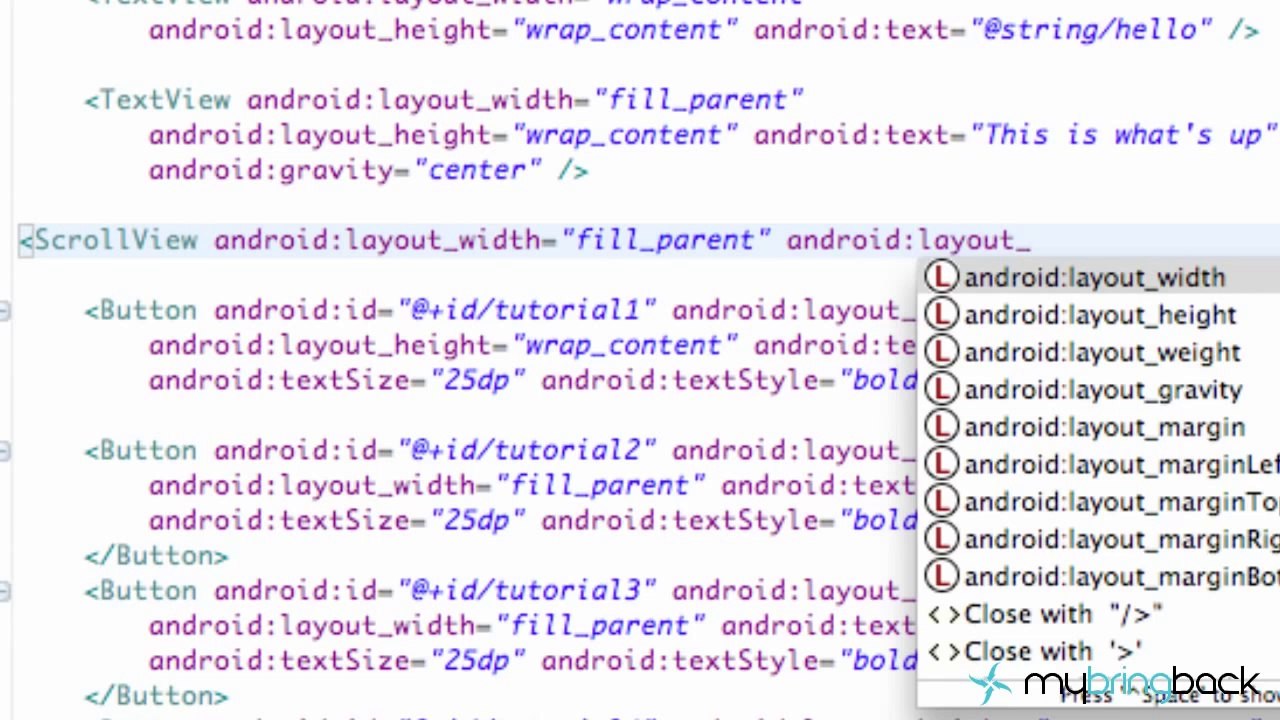 Learn Android Tutorial 1.18- Creating a ScrollView