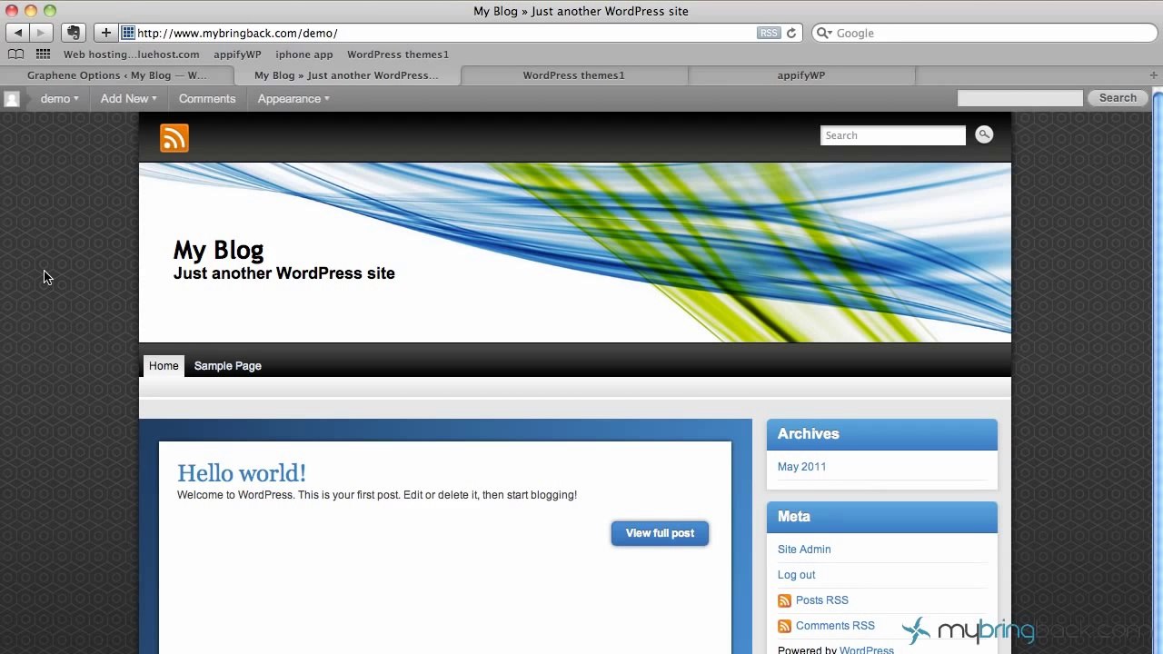 Learn Wordpress 3- Installing Themes (feature your apps)