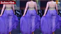 Bollywood Hot Babe Aditi Rao Hydari on Ramp Walk in Beautiful Arpita Mehta Blue Sleeveless Anarkali Frock