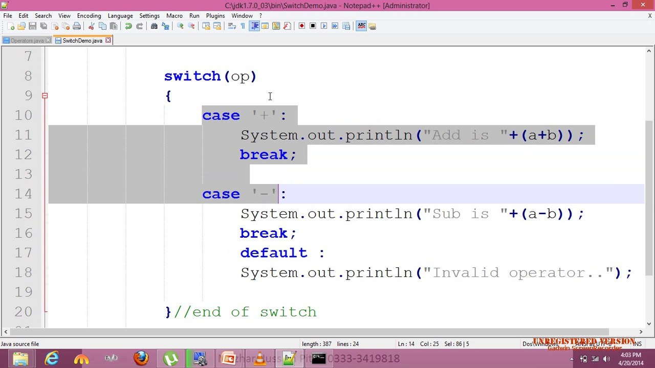 java programming tutorial 24 switch statement  (sindhi)