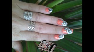 Tuto Nail Art : .-*Orange fleur blanche*-.