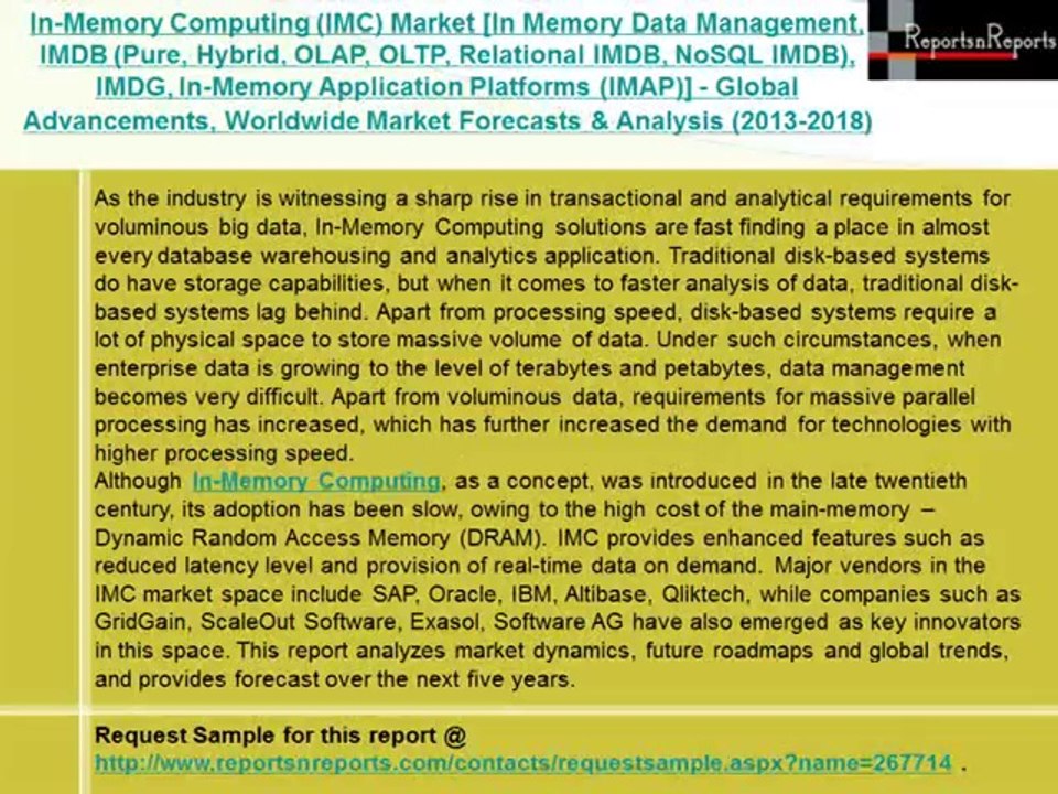 In-Memory Computing Industry In depth Market Analysis to 2018