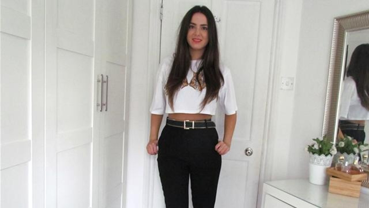 How To Wear A Crop Top And High Waisted Trousers