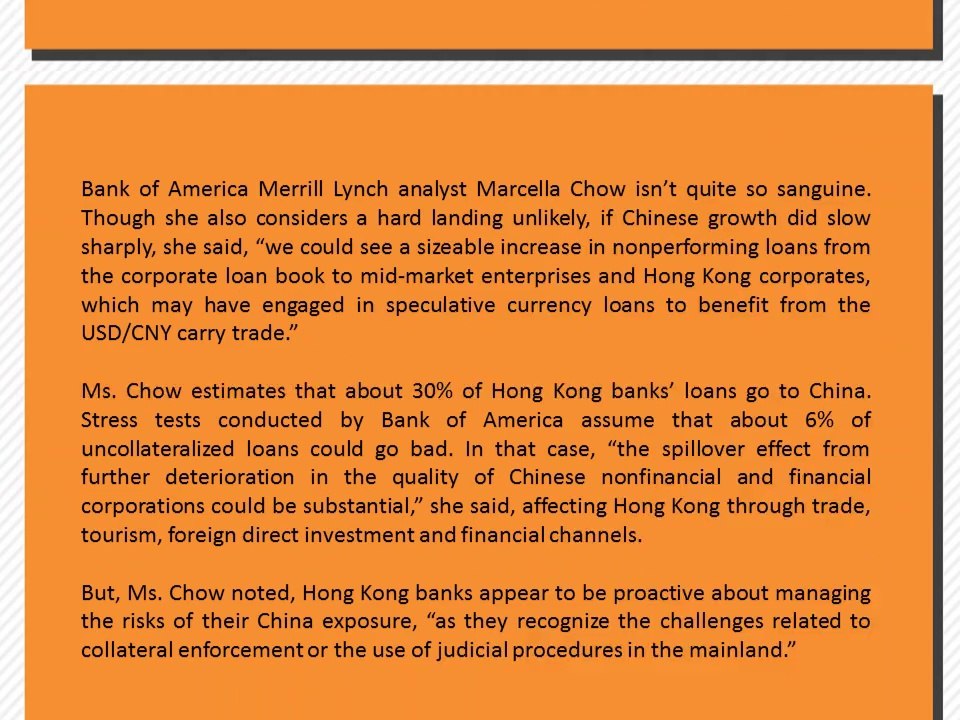 Surging Loans to China Could Pose a Risk to Hong Kong’s Economy by Chris Cruse and Associates Real Estate Broker