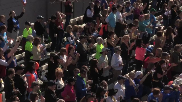 Corcoran family cross Boston Marathon finish line