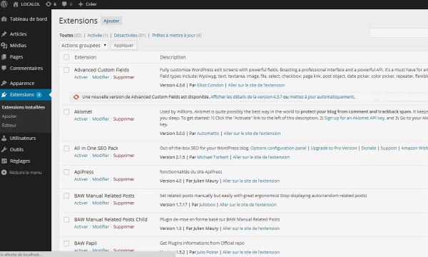 Tutoriel WordPress: les plugins de fonctionnalités