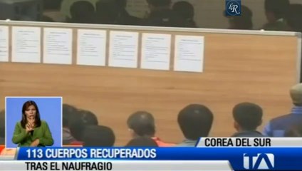 113 cuerpos recuperados tras el naufragio, Corea del Sur