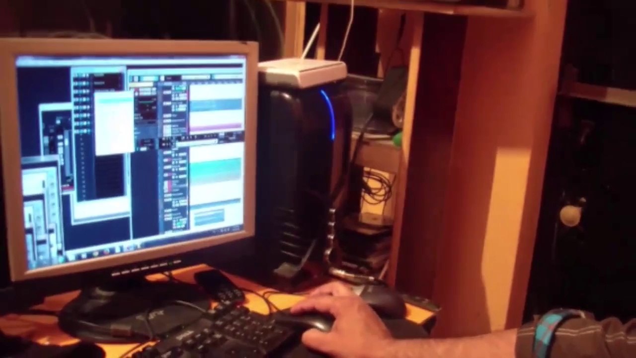 Saleem Yousaf recording his song at Melody Vision Studios with Shahid Raja