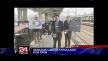 EEUU: senador casi es arrollado por tren mientras hablaba de seguridad vial