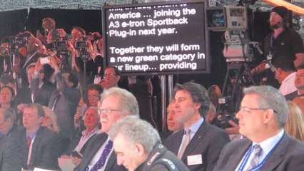 A different look at the Audi TDI Sportback Intro.Scott Keogh reads the TelePrompTer.. NYC Auto Show