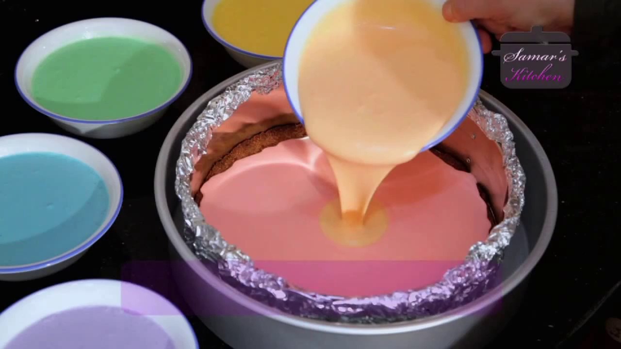 رينبو تشيز كيك من مطبخ سمر - rainbow cheesecake