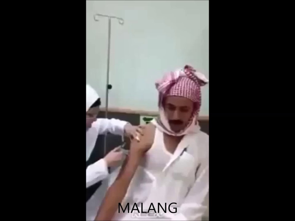 FUNNY saudi scared of injection, funny arab