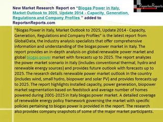 Italy Biogas Power Market 2025