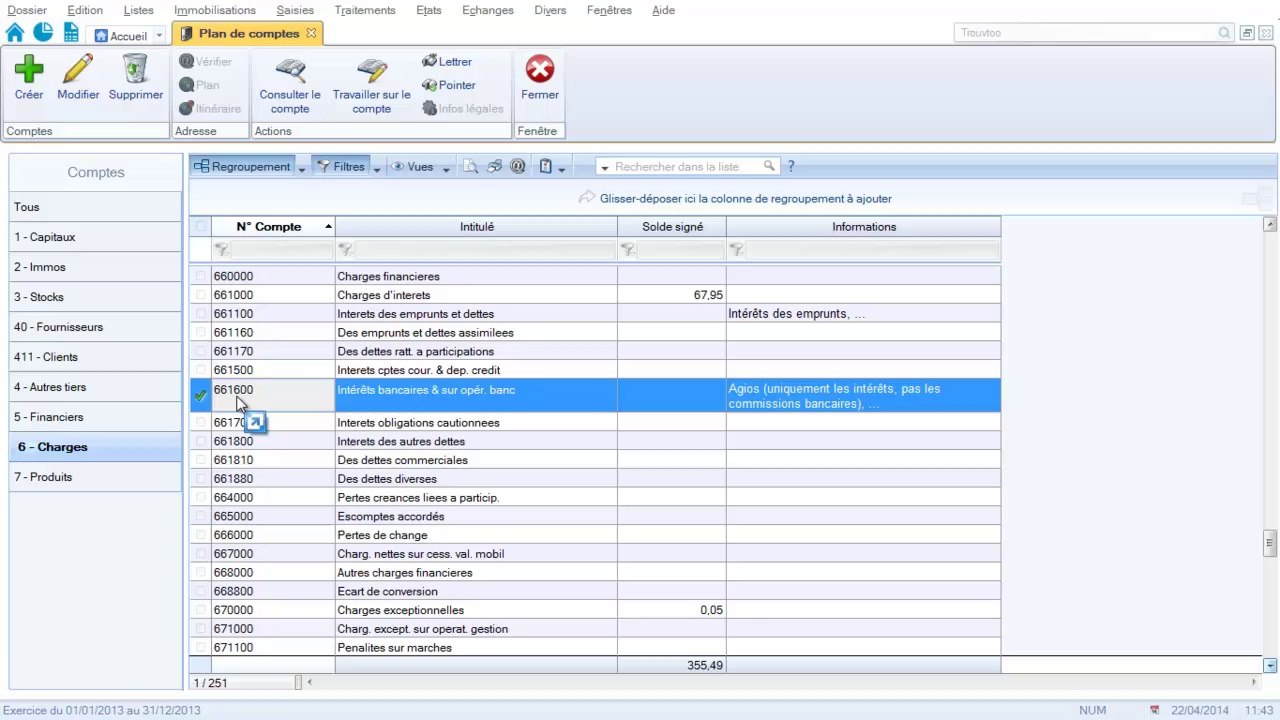 Tutoriel création des comptes de la classe 66 sur CIEL Comptabilité