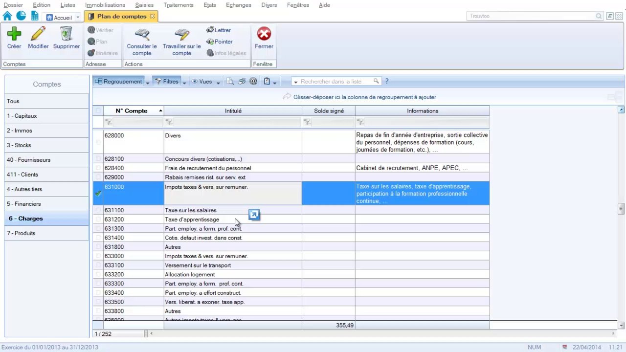 Tutoriel création des comptes de la classe 63 sur CIEL Comptabilité
