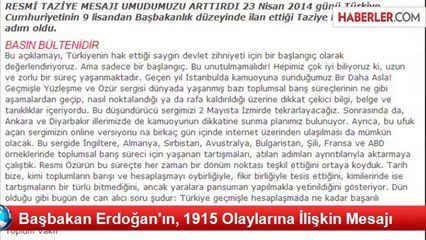 Başbakan Erdoğan'ın, 1915 Olaylarına İlişkin Mesajı