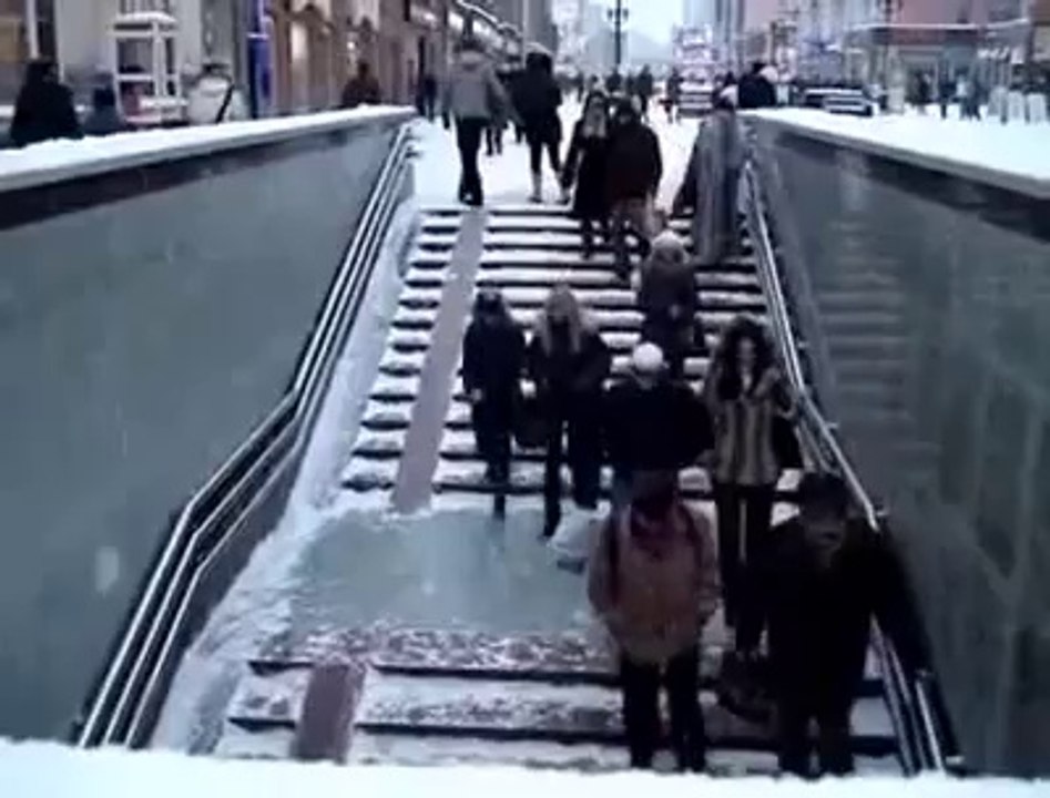 Escalier glacé en russie