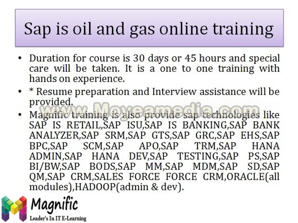Sap Is Oil And Gas Online Training