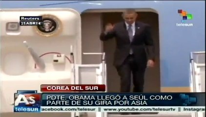 Barack Obama arriba a Corea del Sur