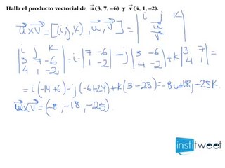 Producto vectorial ejemplo resuelto