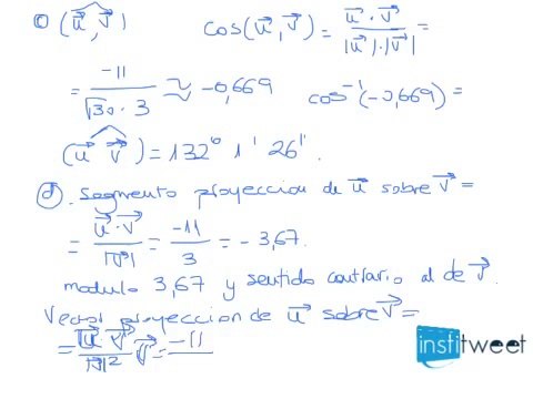 Vectores. Producto escalar, modulo, angulo entre vectores, proyección y ortogonalidad