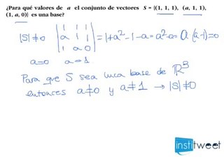 Determinar el parametro para que los vectores sean una base