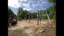 Timelapse Installing A 20x30x12 Open Pole Barn Kit With Steel Trusses Fimed With GoPro (Low)