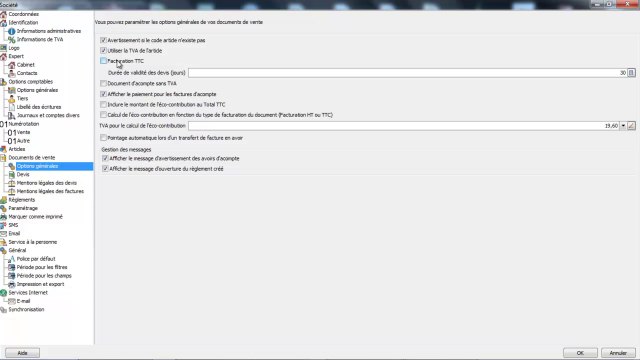 EBP Devis facturation Open Line : Les informations sociétés